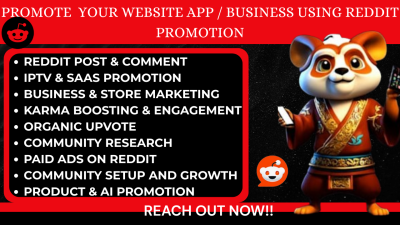 Do Reddit Post for IPTV SaaS Website, Business, E-commerce Store, Product AI App
