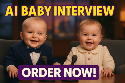 I will create funny AI baby interview, AI baby talking video, AI avatar, AI baby podcast