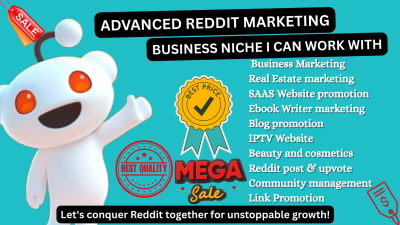 I will do Reddit post management for ecommerce IPTV SaaS NFT product website link