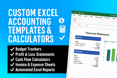 I will create custom Excel, Google Sheet accounting templates and financial calculators