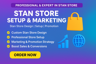 I will stan store setup, store marketing, stan store promotion, and stan store sales funnel