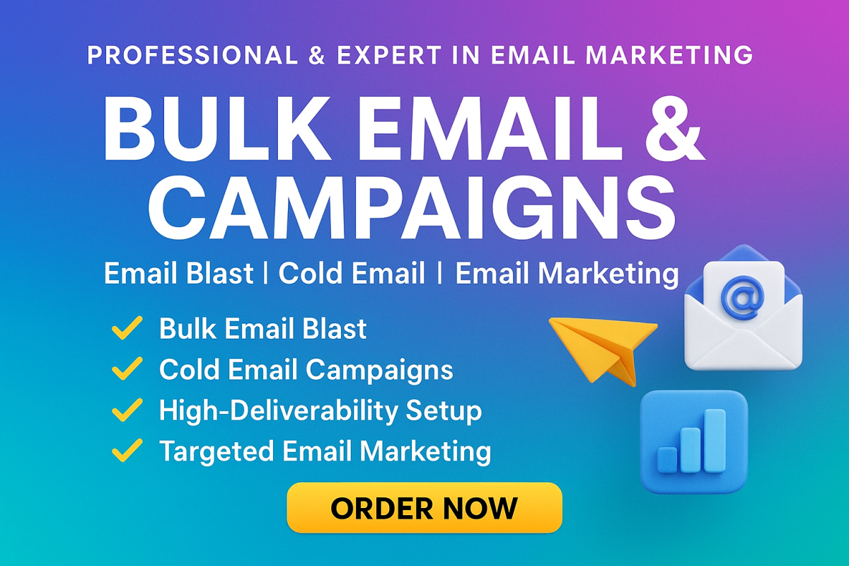 I will send bulk email blast email marketing cold email campaign bulk emails blast