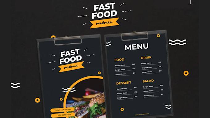 I will design digital food menu, editable food price list cards, restaurant menu design