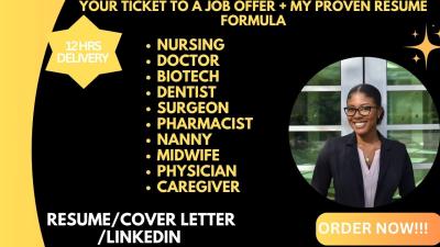I Will Write Professional Nursing, Doctor, Nanny Healthcare Resume