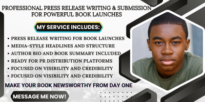 I will write and distribute a professional press release for your book launch