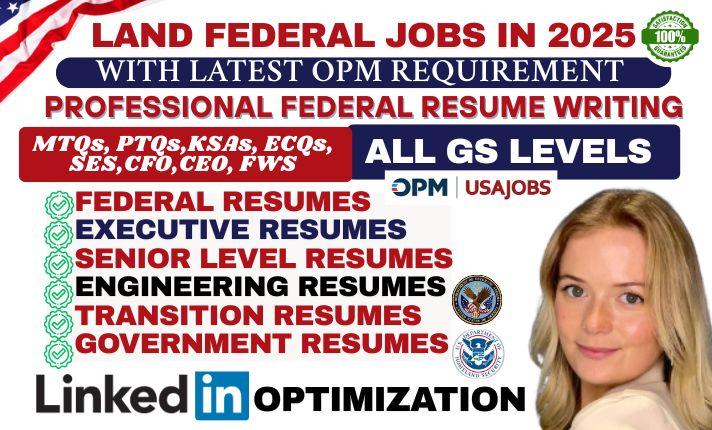 I will write ATS Federal Resume Writing KSA Executive Government Resume for USAJOBS