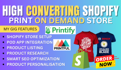 I will set up a print on demand Shopify store with Printify, Printful, Spod, and more