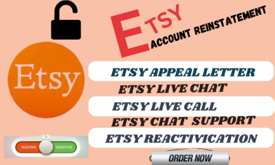 I will do Etsy reactivation, Etsy reinstatement appeal letter live chat for Etsy reopen