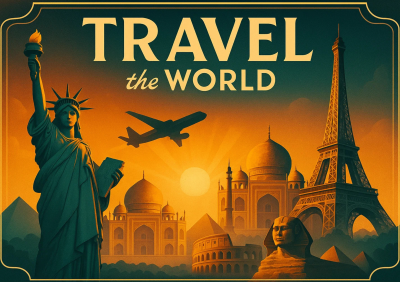 I Will Make Vintage, Retro, Art Deco, Realistic Travel Poster or Landscape Illustration