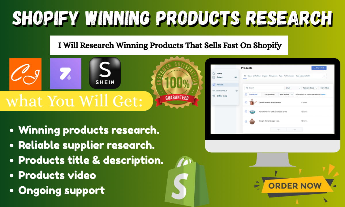 I will do Shopify dropshipping products research and Shopify winning products for your store