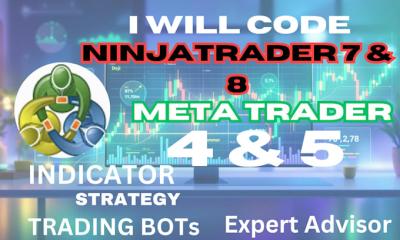 I will code custom MetaTrader MT4/MT5, NinjaTrader 8 trading bot, indicator or strategy
