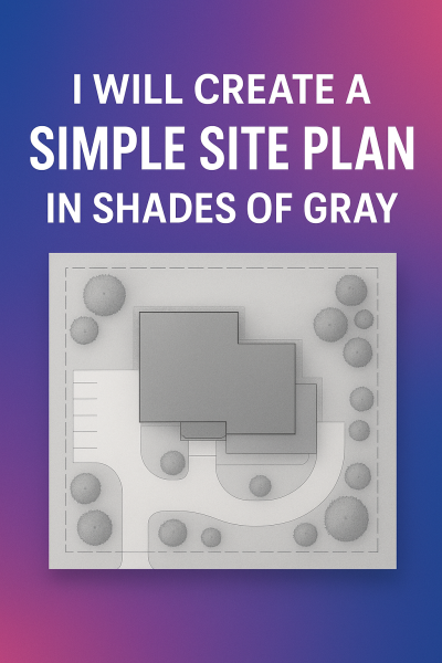 I will create a simple site plan in shades of gray