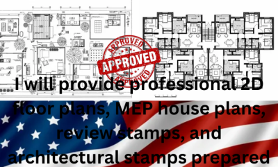 I will draw review stamp 2D floor plan MEP house plan architectural stamp city permit