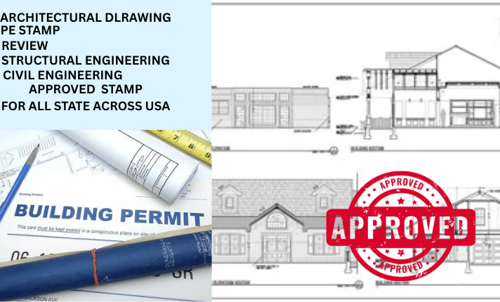 I will PE Stamp, Architectural Stamp, MEP Stamp, Review, Sign, Seal for USA City Permit