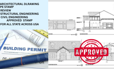 I will PE Stamp, Architectural Stamp, MEP Stamp, Review, Sign, Seal for USA City Permit