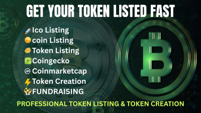 I will handle fast ICO, coin, and token listings on CoinMarketCap, CoinGecko, MEXC, etc