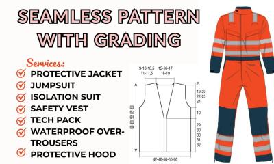 I will design seamless digital sewing pattern, pattern grading, CLO3D tech pack