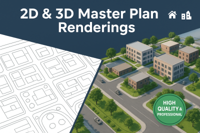 I will create 2D and 3D Master Plan and Site Plan Renderings