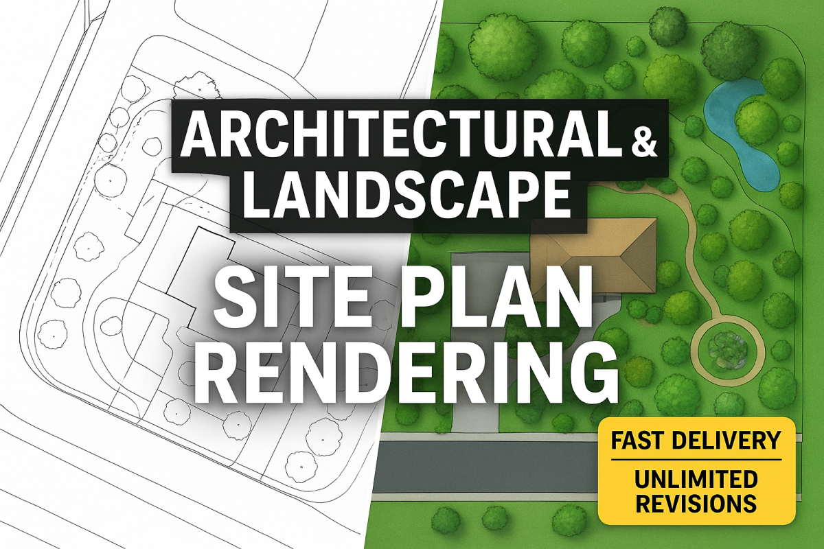 I will render professional architectural and landscape site plan design