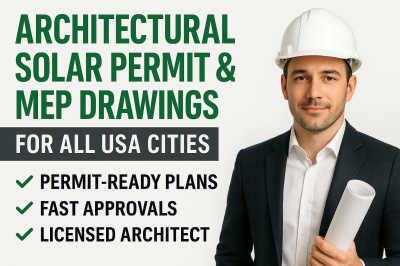 I Will Permit Ready Architectural, MEP, and Solar Drawing with Licensed Stamp