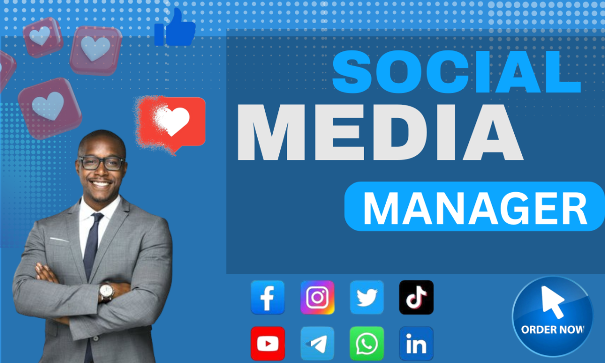 I will be your social media marketing manager and content creator