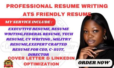 I will write professional resume writing ATS resume USAJOBS executive resume CV letter