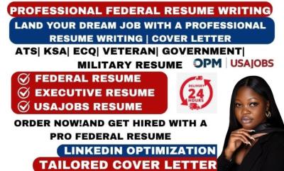 I will write federal resume, executive resume, ATS, for USAJOBS and cover letter