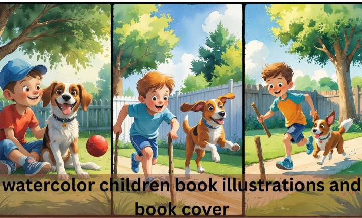 I will create watercolor children book illustrations and book cover