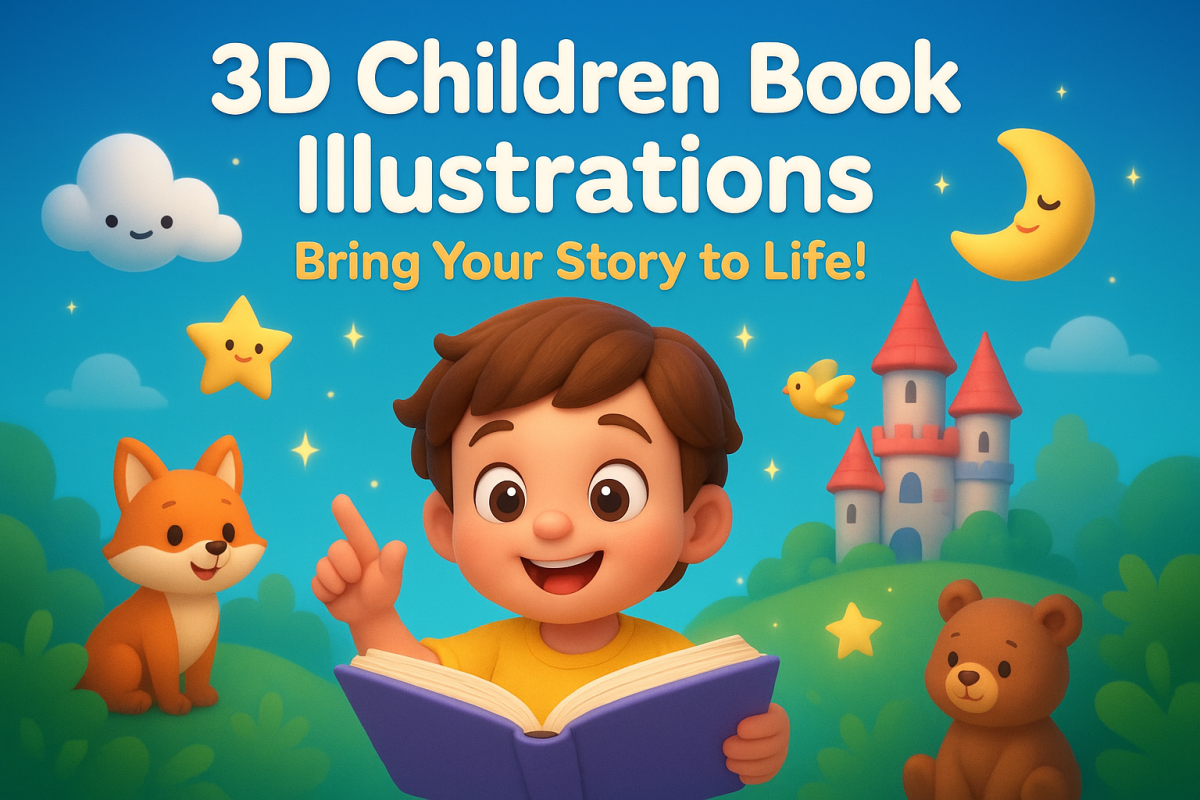 I will illustrate 3D children book illustration, children story book for kids