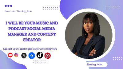 I will be your music and podcast social media manager and content creator