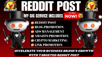 I will do Reddit post for Amazon website, crypto token business, product link ad & blog