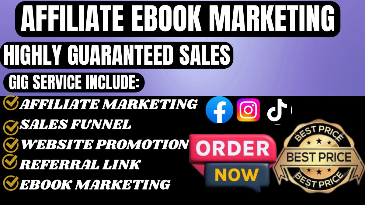 I will do affiliate ebook marketing sales funnel website referral link mlm promotion