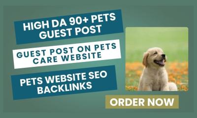 I will build high DA90 pet SEO backlinks guest post on pet care website dog cat blogs