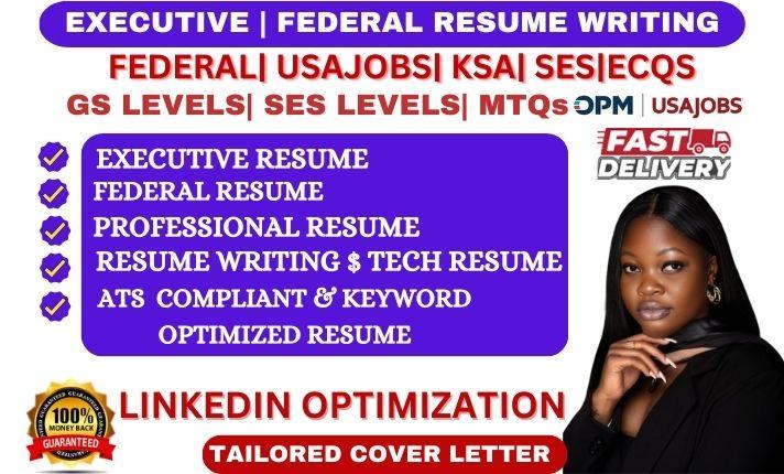 Will Write Executive Resume, Federal Resume, CEO & CFO Resume Writing for USAJOBS