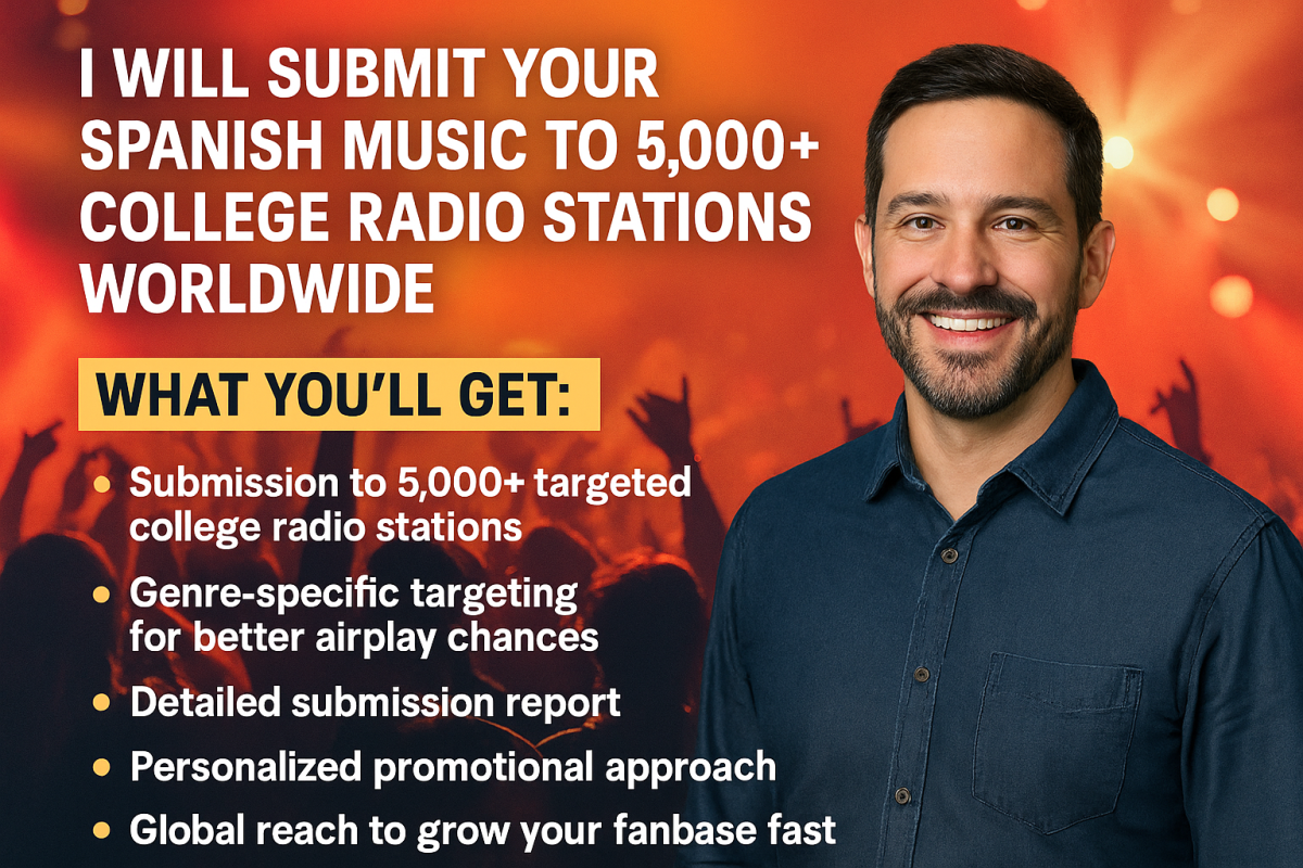 I will submit your Spanish music to 5k college radio stations worldwide