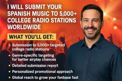 I will submit your Spanish music to 5k college radio stations worldwide