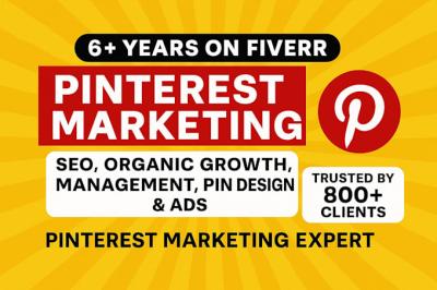 Will Do Pinterest Marketing, Create SEO Pins, and Grow Your Traffic Organically