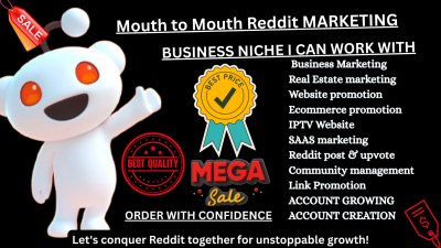 I will do Reddit post for IPTV website SaaS app Android app AI app Crypto, Memecoin Web