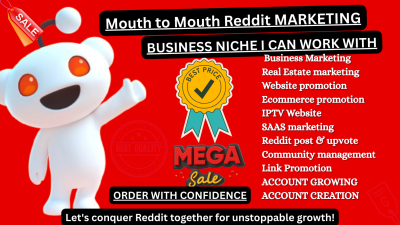 I will do Reddit post comment for business website eCommerce SaaS IPTV brand marketing
