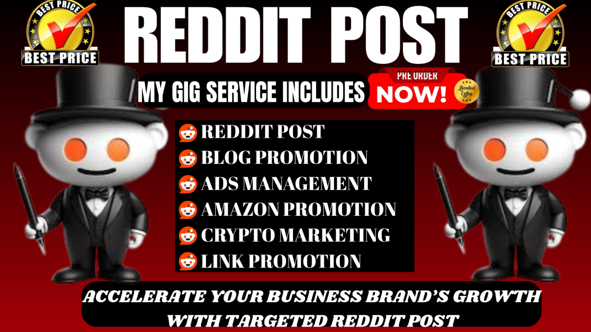 I will do Reddit post for Amazon website, crypto token business, product link ad & blog