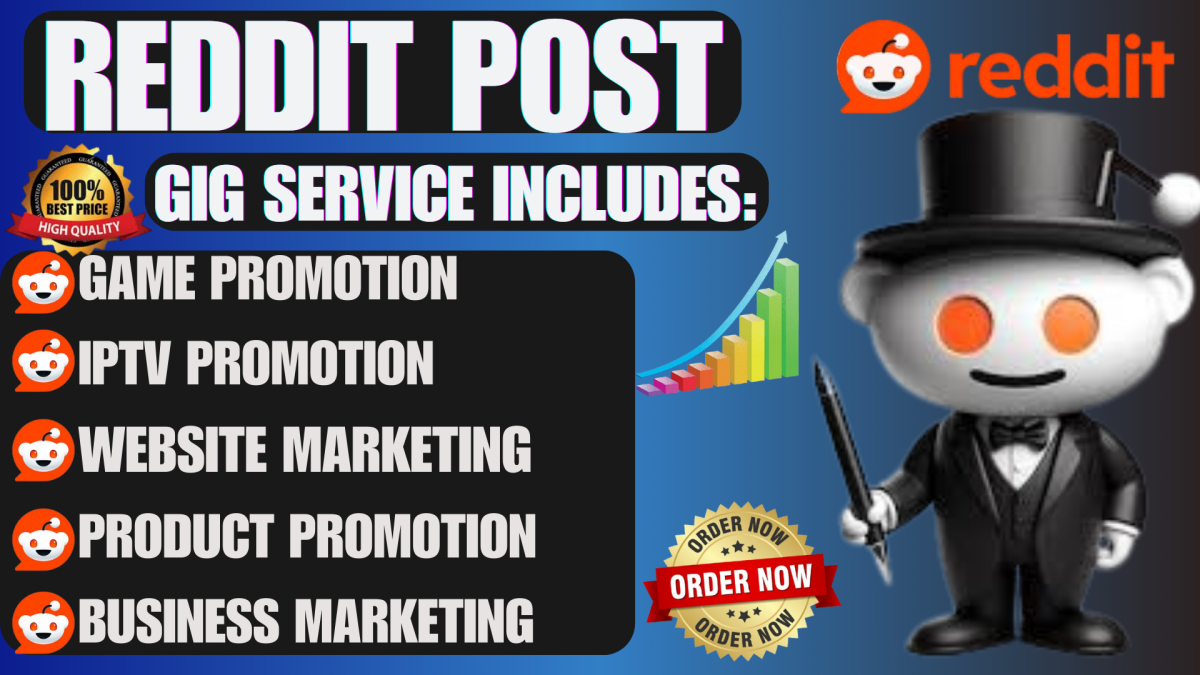 I will do Reddit post for IPTV business AI website crypto SaaS game book product
