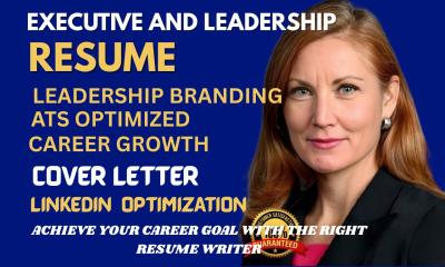 I will write a professional executive and leadership resume, ATS optimized