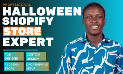 I Will Create Halloween Shopify Store & Halloween T-Shirt Design for Print on Demand