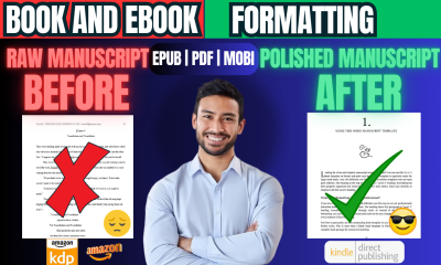 I will expertly format your book for Kindle, ebook, and print publishing