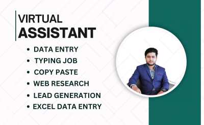 Data Entry, Typing, Web Research, Virtual Assistant, Excel, Copy Paste Work