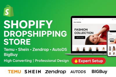 I will develop a shopify dropshipping store via temu shein zendrop autods bigbuy