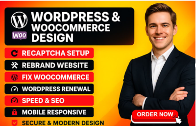 I will recaptcha, rebrand wordpress woocommerce website renew wordpress fix setup