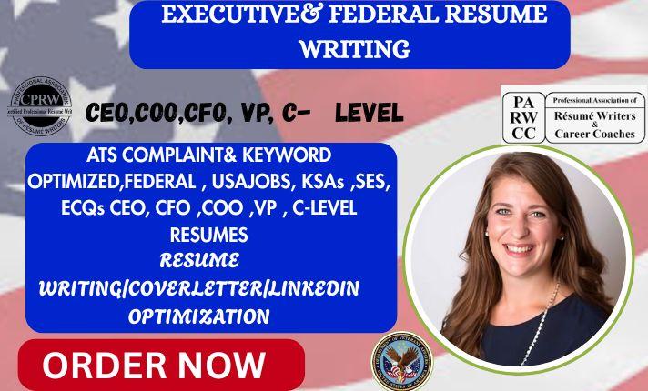I will write an executive federal resume CV cover letter, and linkedin seo that