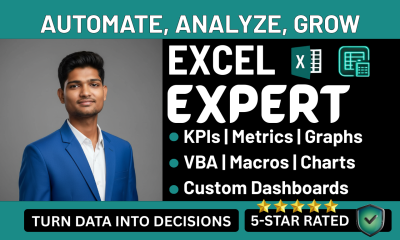 I will build custom excel dashboard, pivot tables, KPI reports, automation, vba macros