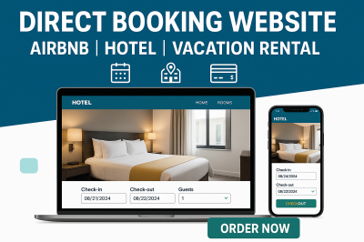 I will design airbnb, hotel, and vacation rental websites with direct booking